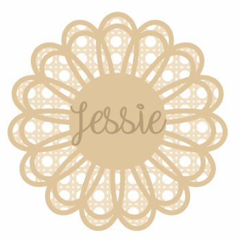 3mm mdf Layered Rattan Double Petal Flower - with name