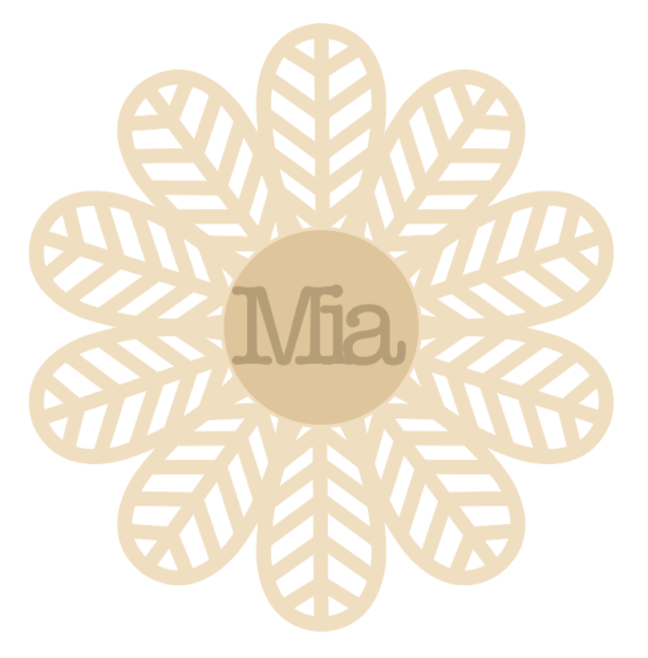 4mm oak veneer Chevron Flower - with name