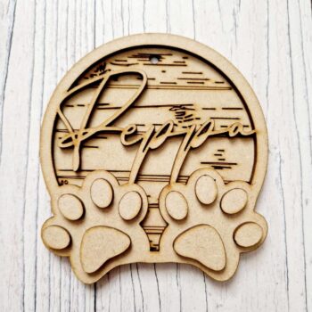 3mm mdf Personalised Paw Bauble