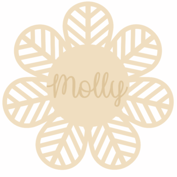3mm mdf Chunky Chevron Flower - with name