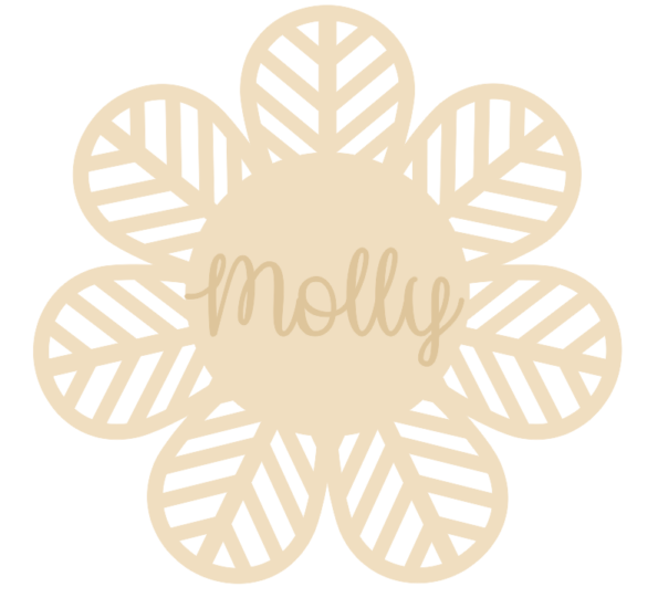 3mm mdf Chunky Chevron Flower - with name