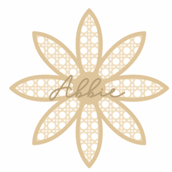 4mm oak veneer Layered Rattan 8 Pointed Daisy - with name