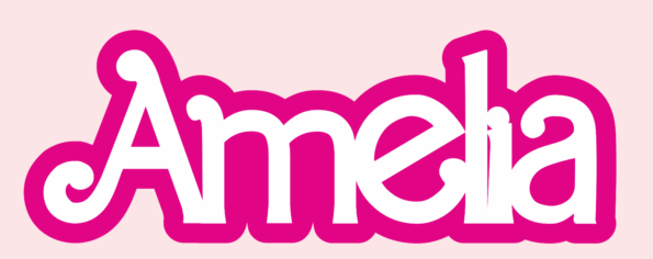 Pink and White Acrylic Barbie Style Layered Name