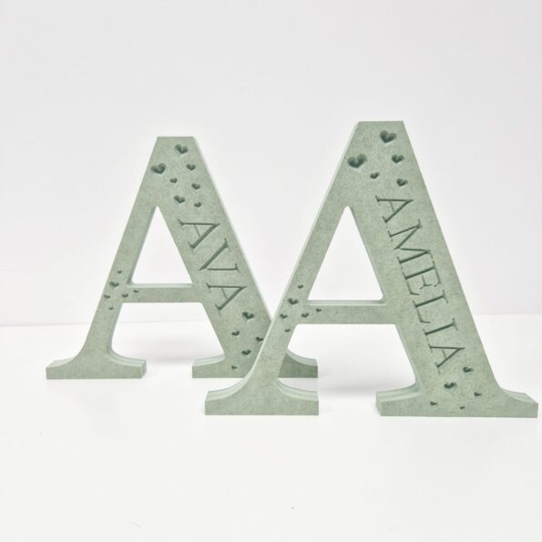 18mm Personalised Engraved Letter with Hearts