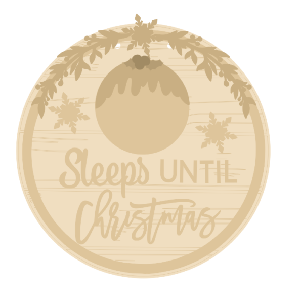 3mm mdf Sleeps Until Christmas with Pudding