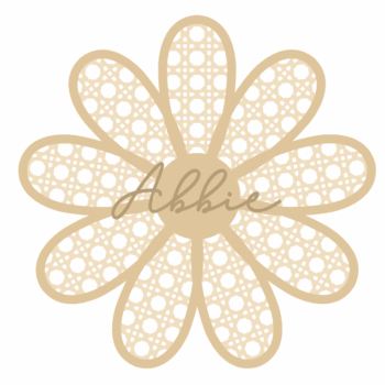 3mm mdf Layered Rattan 8 Petal Daisy - with name
