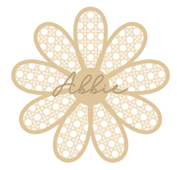 3mm mdf Layered Rattan 8 Petal Daisy - with name
