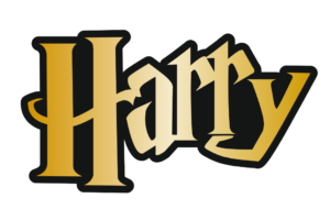 Black and Gold Mirror Acrylic HP Style Layered Name