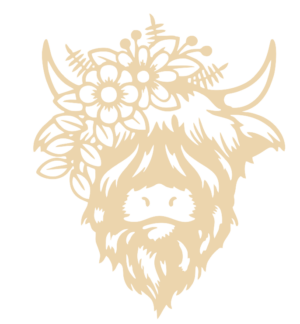 4mm mdf Highland Cow Floral Design