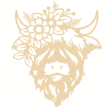 4mm mdf Highland Cow Floral Design