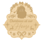 3mm mdf Fancy Shape Christmas at Sign with Santa and Candy Canes