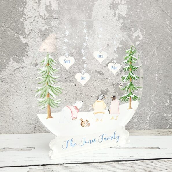 UV Printed Snowglobe - Winter Animals and Stars Design