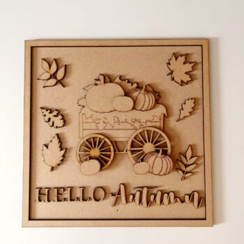 3mm mdf Hello Autumn Cart Sign