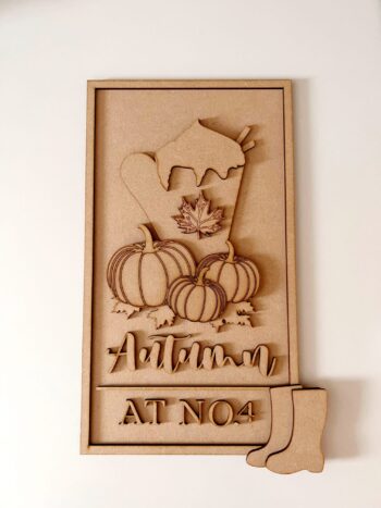 3mm mdf Layered Autumn At Mug House Number Sign