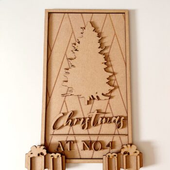 3mm mdf Layered Christmas Tree House Number Sign