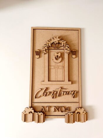 3mm mdf Layered Christmas At House Number Sign