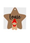 3mm mdf Personalised Star and Teddy with Hat Bauble