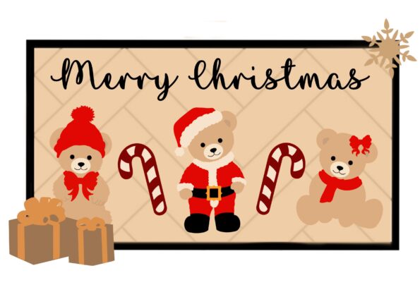 3mm mdf Merry Christmas Teddy Bear Plaque