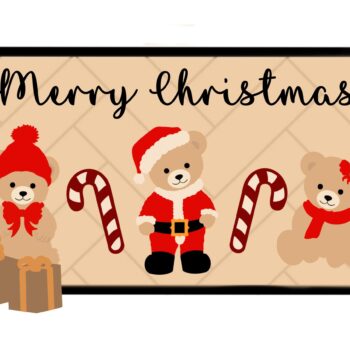 3mm mdf Merry Christmas Teddy Bear Plaque