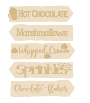 3mm mdf Hot Chocolate Signposts (5 signs)