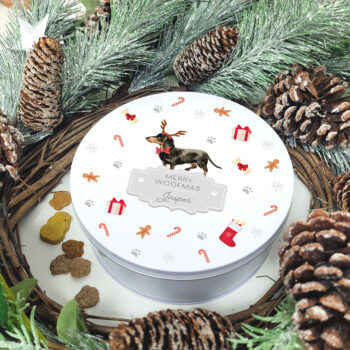 Personalised White Merry Woofmas Treat Tin