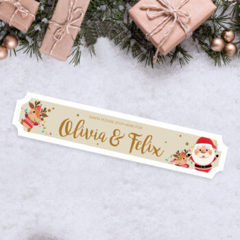 Personalised - Festive Lights Street Sign - Santa Stop Here For...