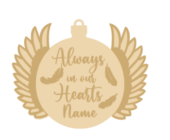 3mm mdf Personalised Angel Wings Bauble