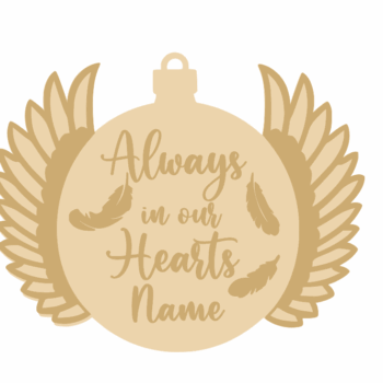 3mm mdf Personalised Angel Wings Bauble