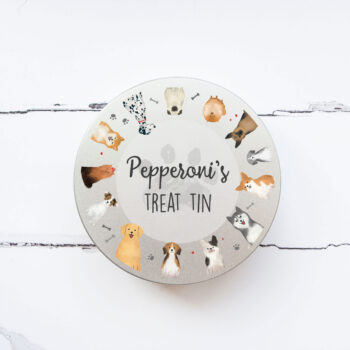 Personalised Printed Silver Dog Treat Tin