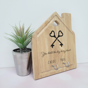 Keys to My Heart House Shaped Board Key Holder